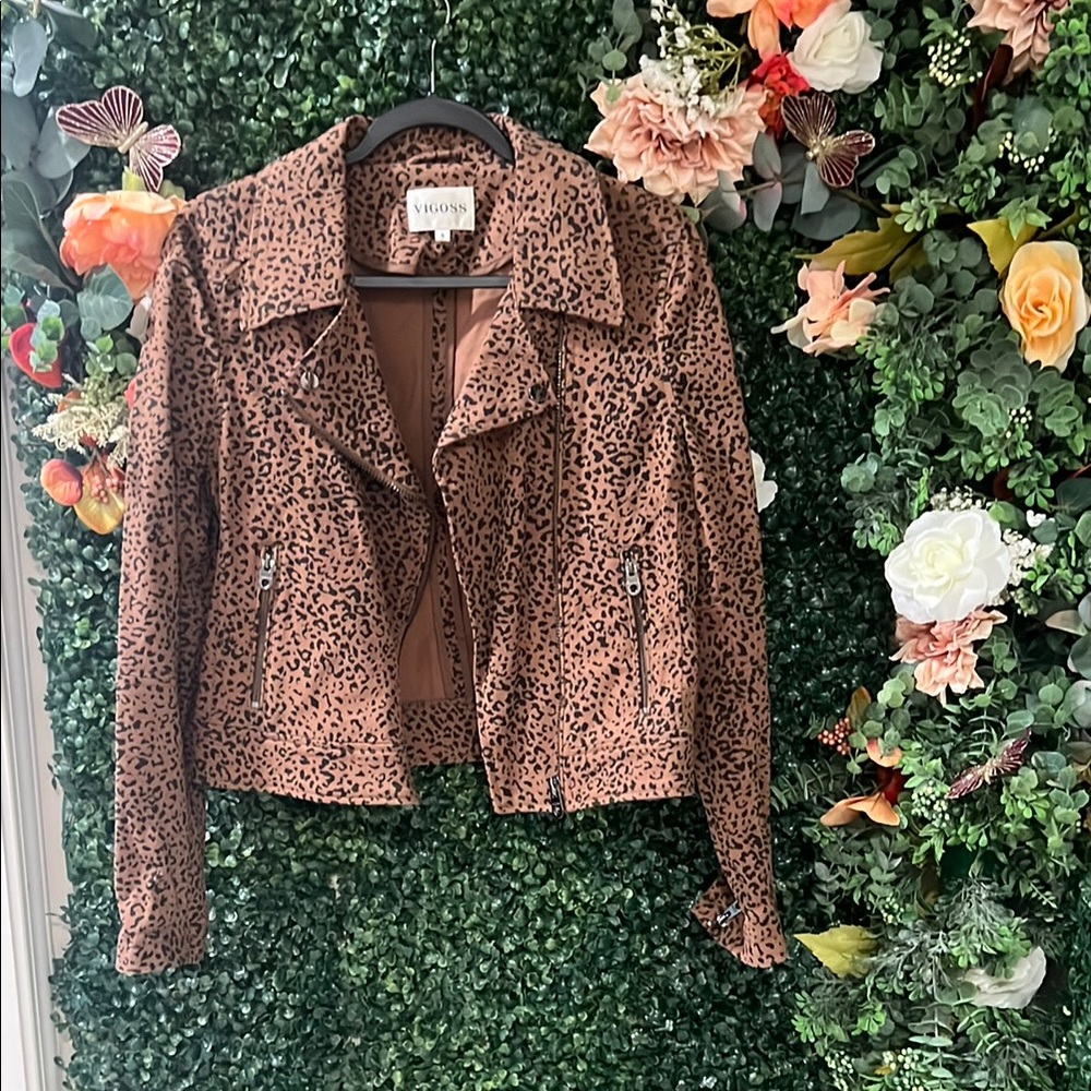 Vigoss Brown Leather Motorcycle Jacket